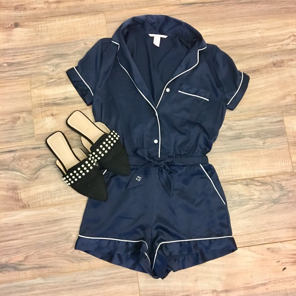 Navy blue pajama romper